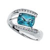 14K White Swiss Blue Topaz and .20 CTW Diamond Ring Ref 1757875