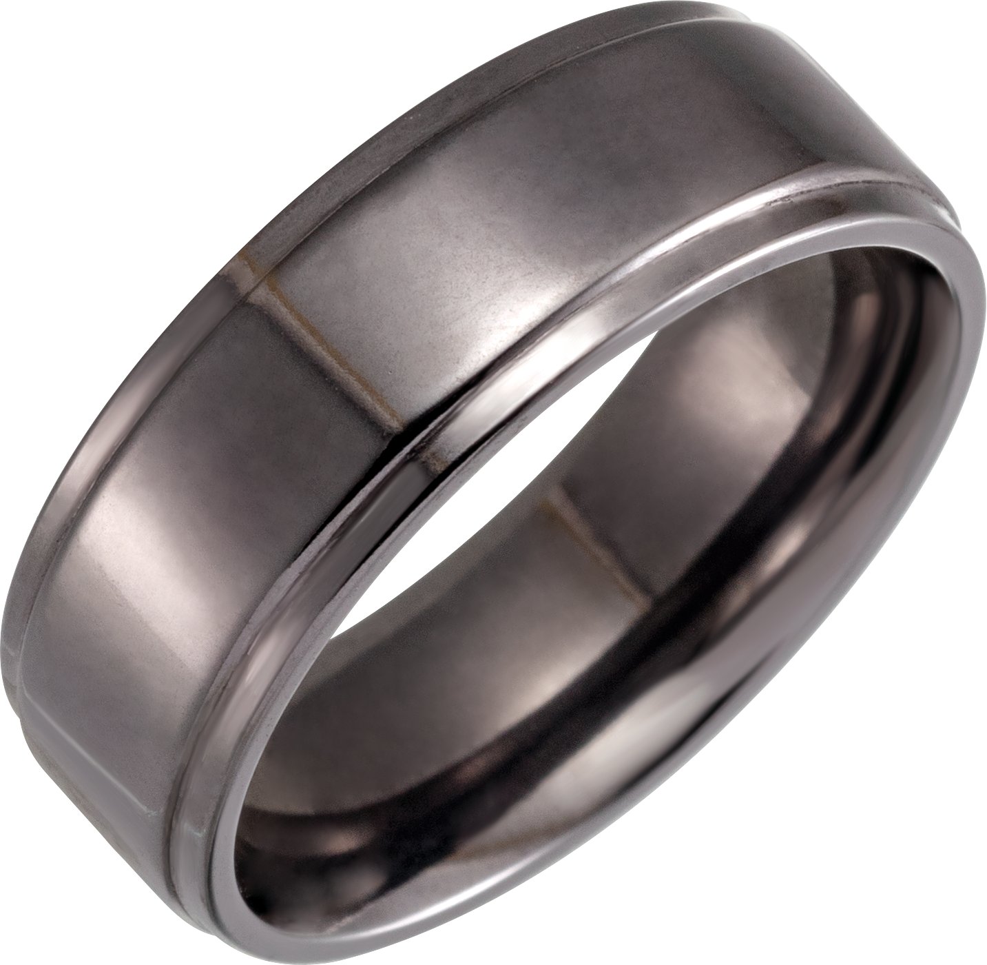 Tantalum 8 mm Stepped-Edge Comfort-Fit Flat Band Size 10