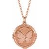 14K Rose Butterfly Medallion 16 18 inch Necklace Ref. 17467641
