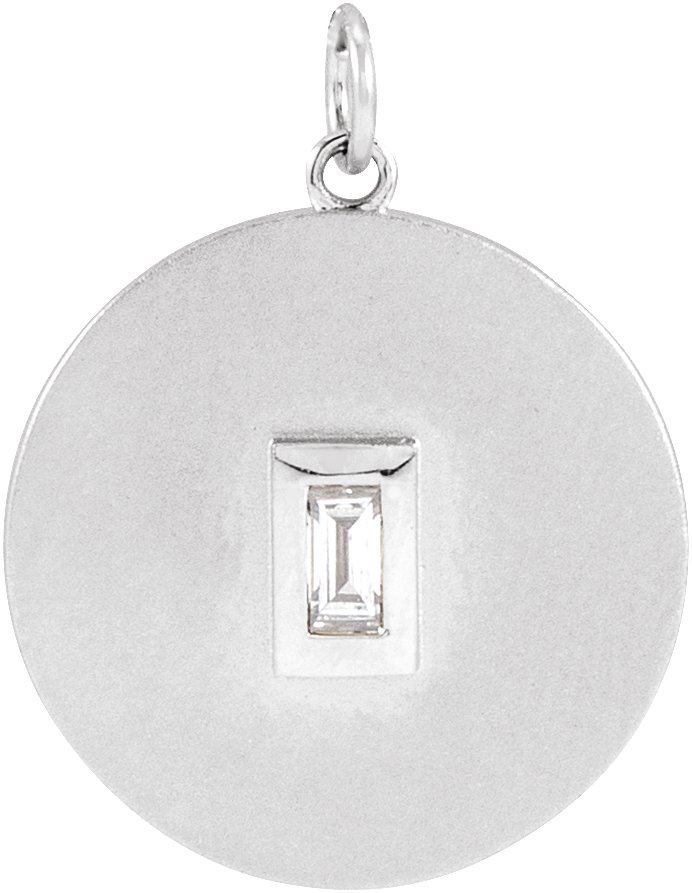 14K White  .07 CT Diamond Disc Pendant 