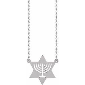 Sterling Silver Menorah Star 18" Necklace