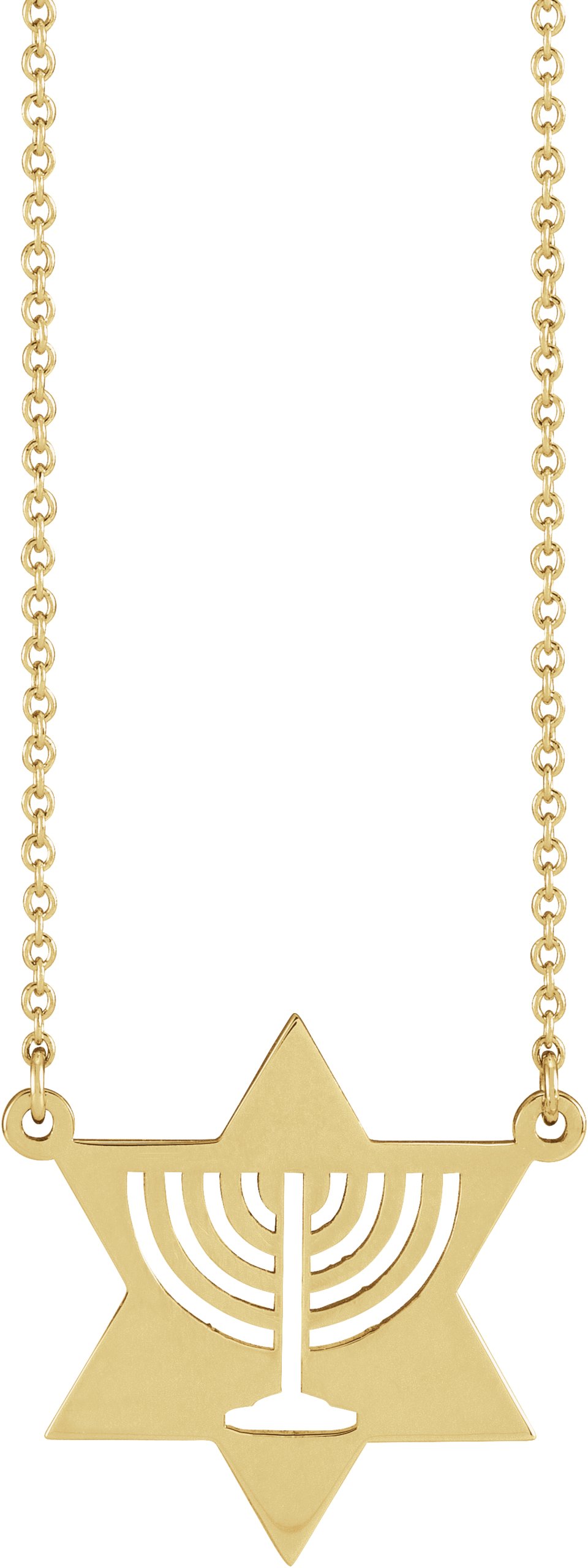 14K Yellow Menorah Star 18" Necklace