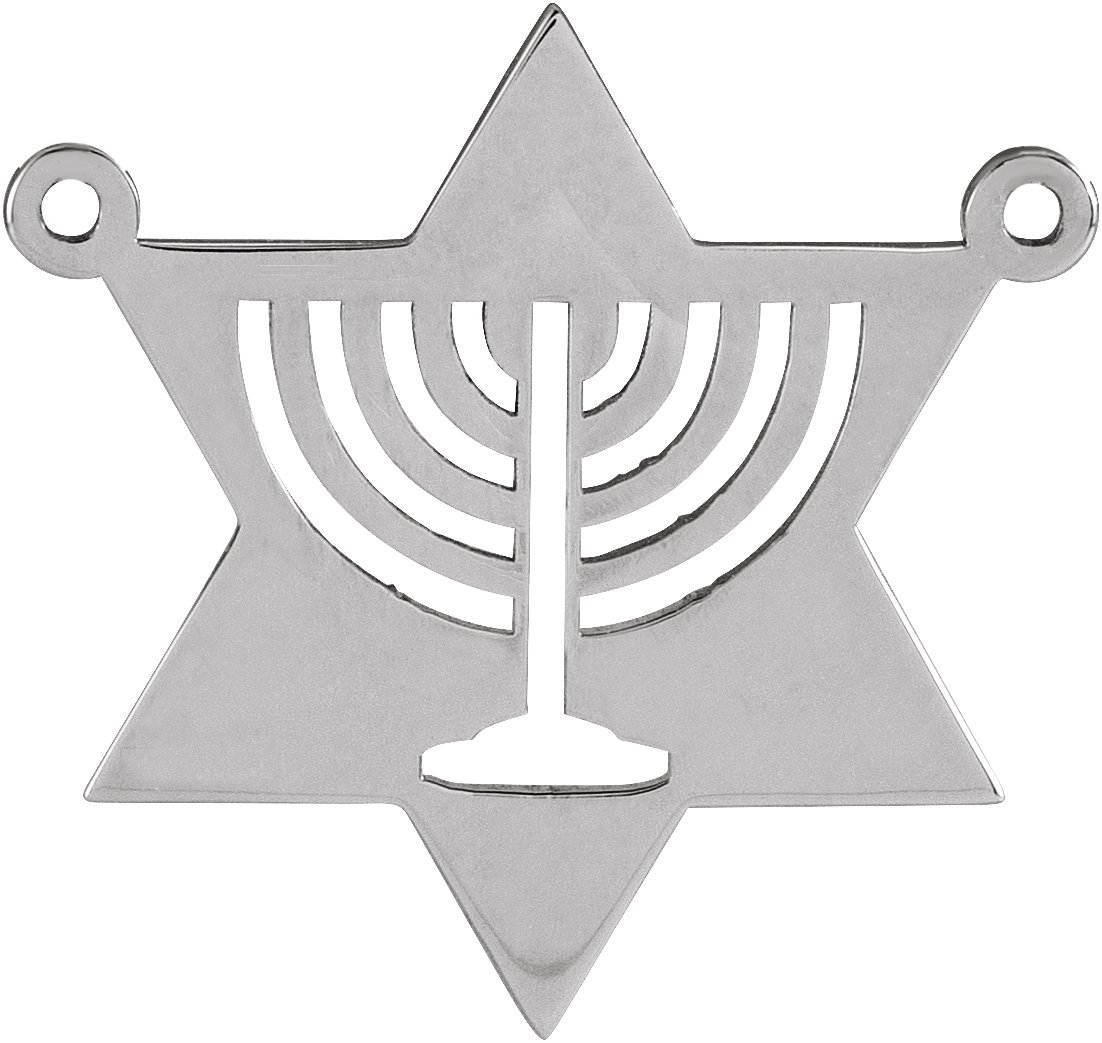 14K White 18.9 mm Menorah Necklace Center