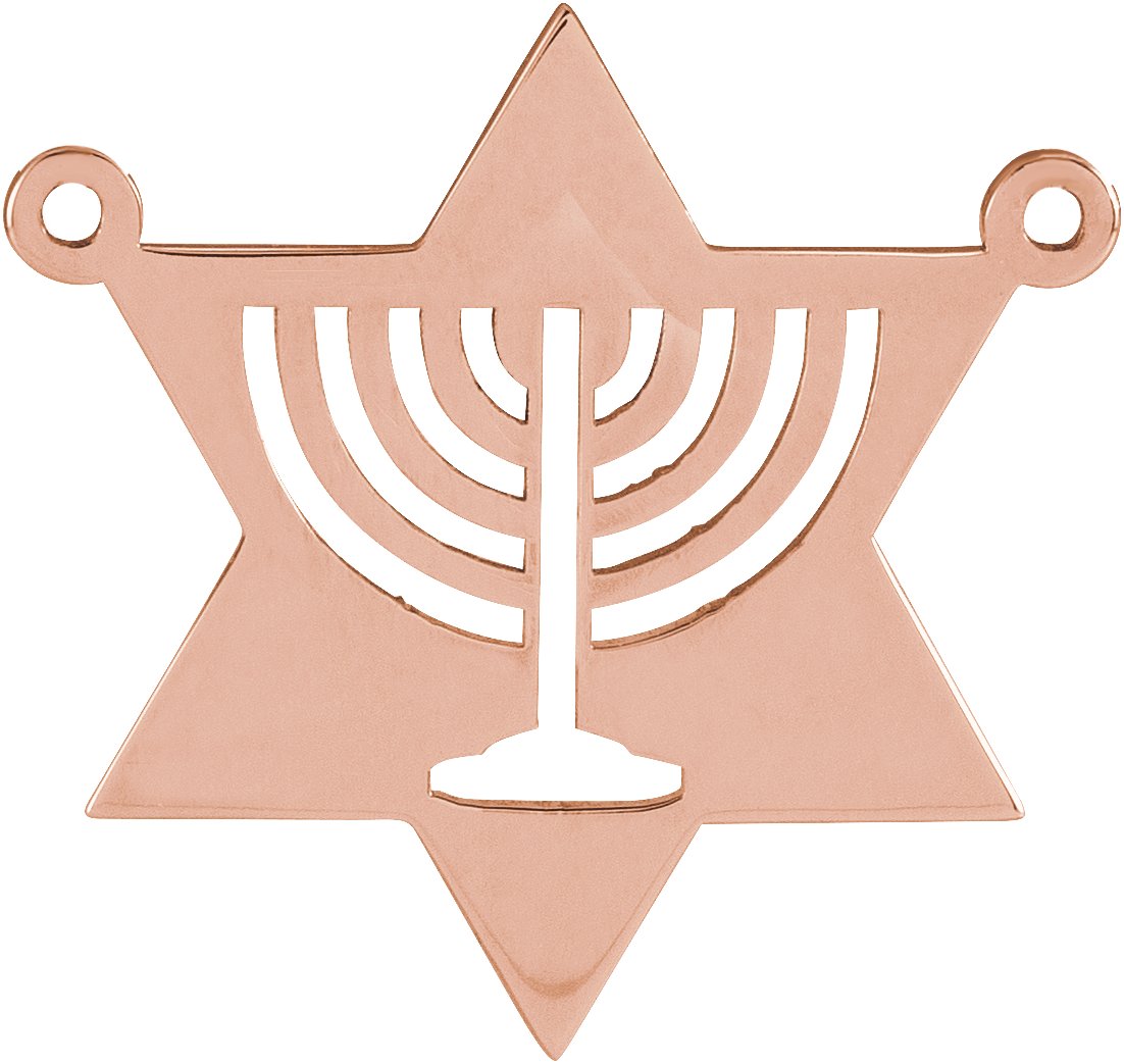 14K Rose 18.9 mm Menorah Necklace Center
