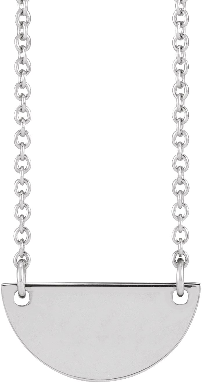 Sterling Silver Engravable Half Moon 16-18" Necklace