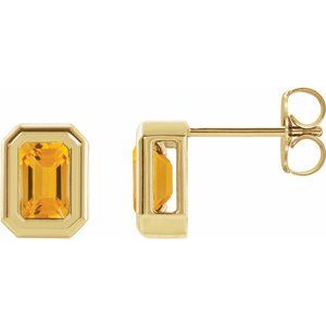 14K Yellow Natural Citrine Solitaire Earrings