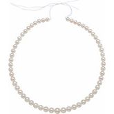 White Round Graduated Akoya Cultured Pearl Strands