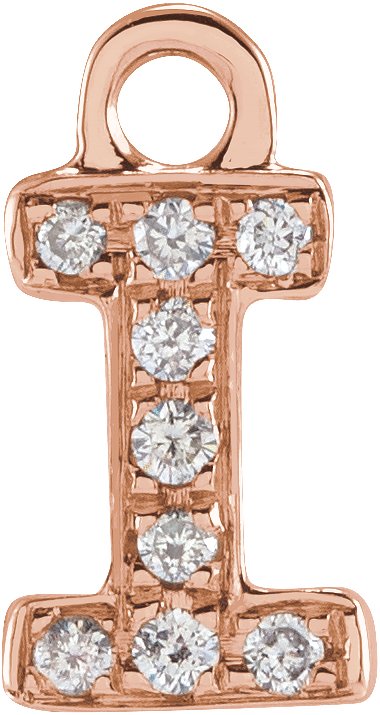 14K Rose .03 CTW Natural Diamond Initial I Dangle