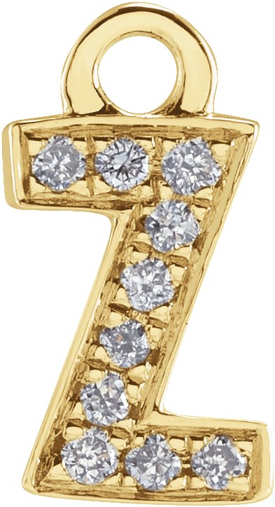 14K Yellow .03 CTW Natural Diamond Initial Z Dangle