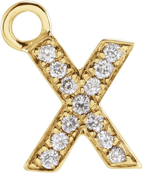 14K Yellow .04 CTW Natural Diamond Initial X Dangle