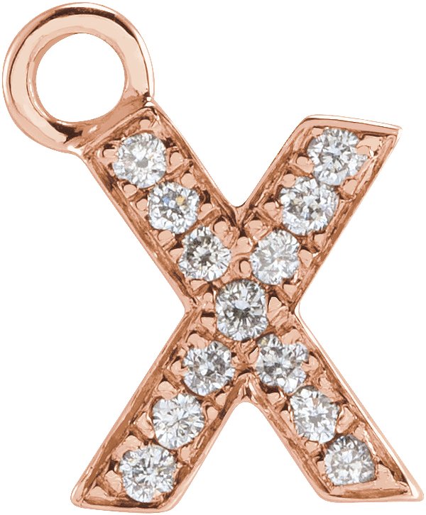 14K Rose .04 CTW Natural Diamond Initial X Dangle