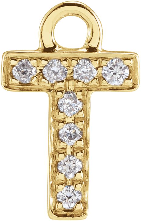 14K Yellow .03 CTW Natural Diamond Initial T Dangle