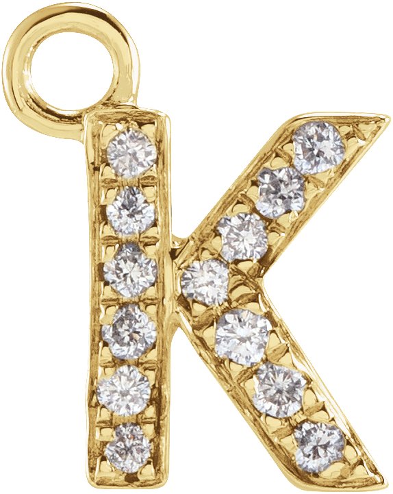 14K Yellow .03 CTW Natural Diamond Initial K Dangle