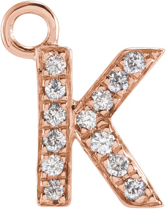 14K Rose .03 CTW Natural Diamond Initial K Dangle