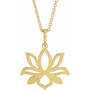 14K Yellow Petite Lotus 16-18" Necklace