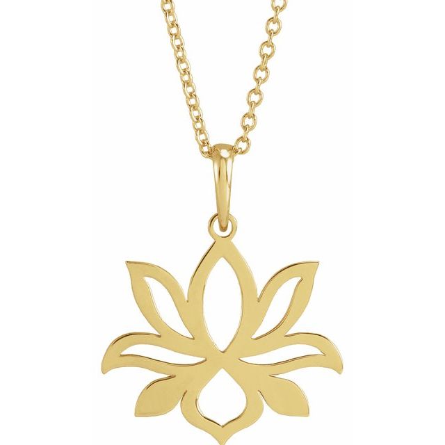 14K Yellow Petite Lotus 16-18 Necklace