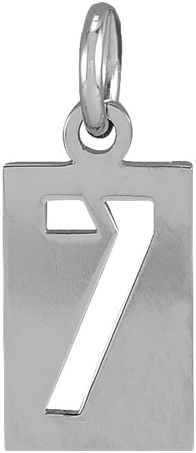 Sterling Silver Pierced Numeral 7 Dog Tag Pendant