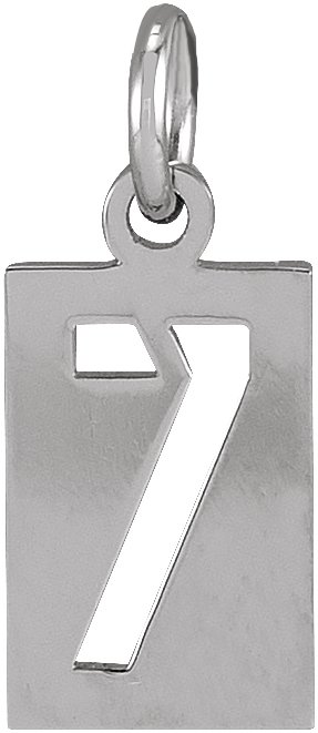 14K White Pierced Numeral 7 Dog Tag Pendant