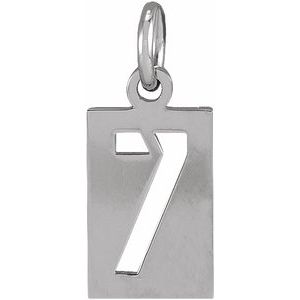 Sterling Silver 12.4x5.3 mm Pierced Numeral 7 Dog Tag Pendant