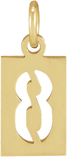 14K Yellow Pierced Numeral 8 Dog Tag Pendant