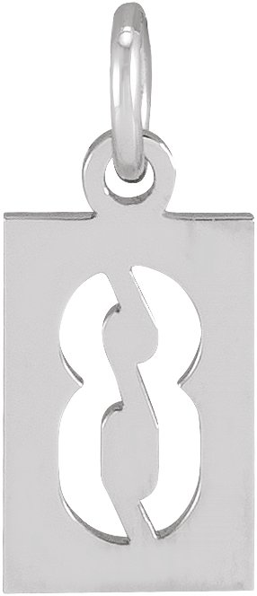 14K White Pierced Numeral 8 Dog Tag Pendant