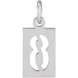 Sterling Silver 12.4x5.3 mm Pierced Numeral 8 Dog Tag Pendant