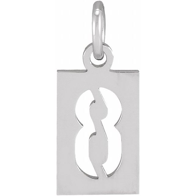 Sterling Silver 12.4x5.3 mm Pierced Numeral 8 Dog Tag Pendant
