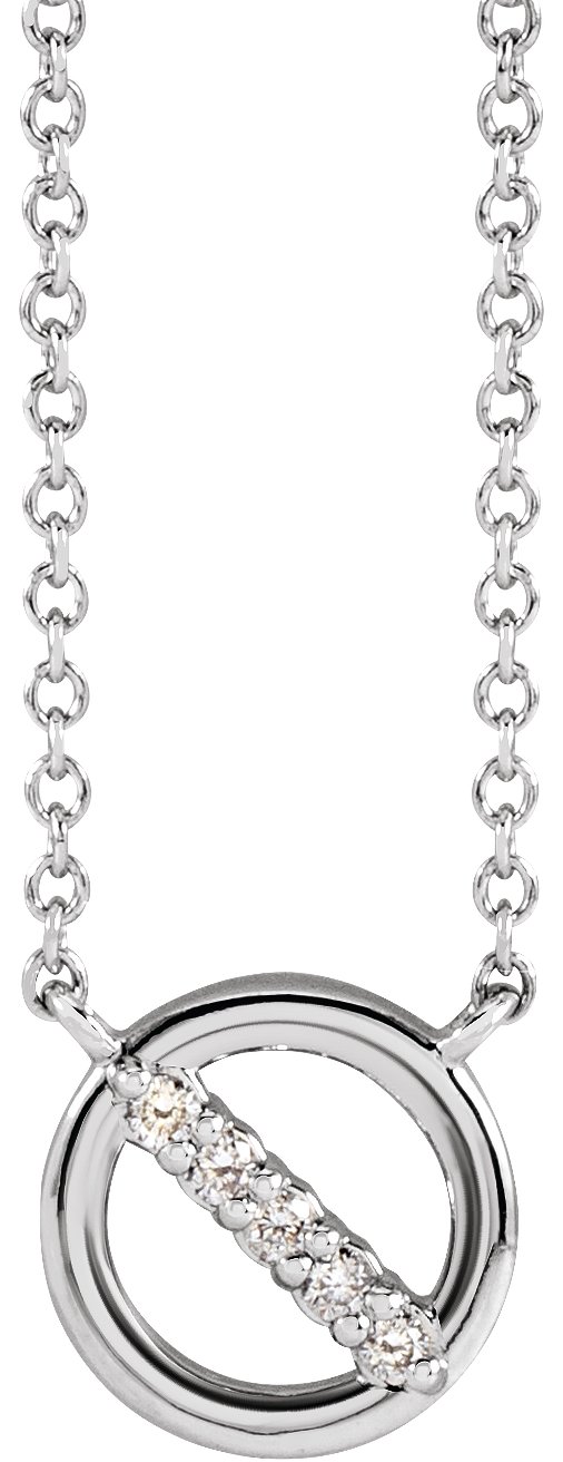 14K White .03 CTW Natural Diamond Circle 18 Necklace