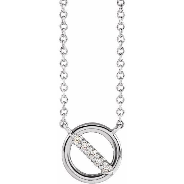 14K White .03 CTW Natural Diamond Circle 18" Necklace