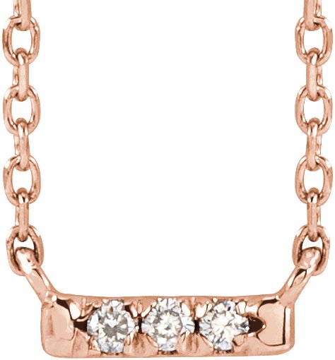 14K Rose .03 CTW Natural Diamond French-Set Bar 18" Necklace 