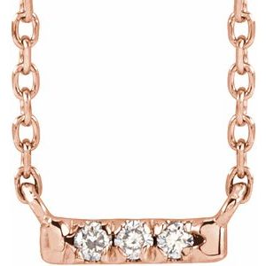 14K Rose .03 CTW Natural Diamond French-Set Bar 18" Necklace 