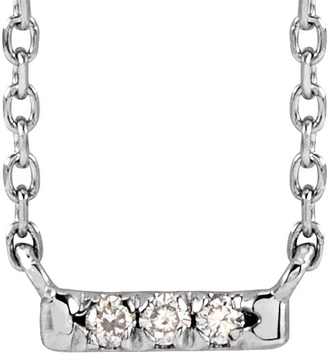 14K White .03 CTW Natural Diamond French-Set Bar 18" Necklace 