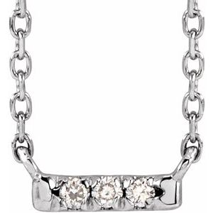 14K White .03 CTW Natural Diamond French-Set Bar 18" Necklace 