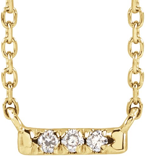 14K Yellow .03 CTW Natural Diamond French-Set Bar 18" Necklace 