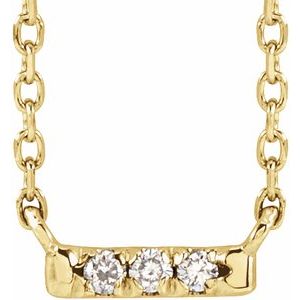 14K Yellow .03 CTW Natural Diamond French-Set Bar 18" Necklace 