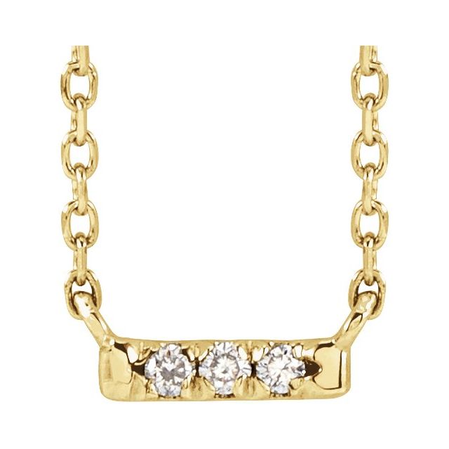 14K Yellow .03 CTW Natural Diamond French-Set Bar 18 Necklace 