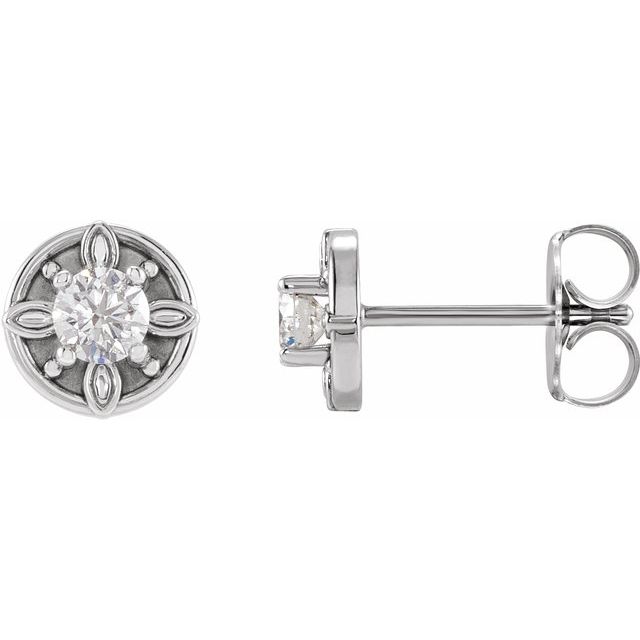 Platinum 1/5 CTW Natural Diamond Floral-Inspired Earrings
