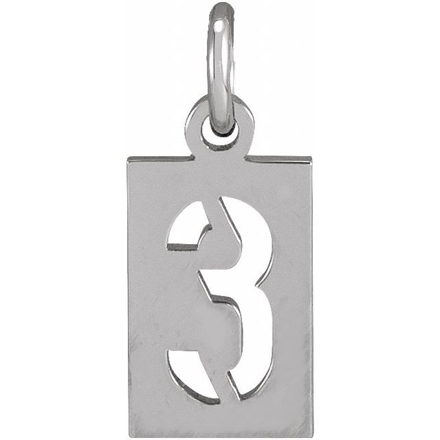 Sterling Silver Pierced Numeral 3 Dog Tag Pendant