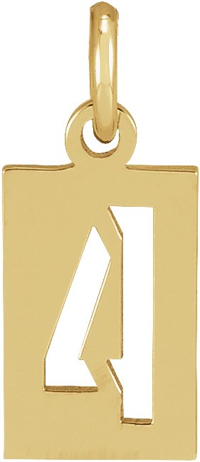 14K Yellow Pierced Numeral 4 Dog Tag Pendant