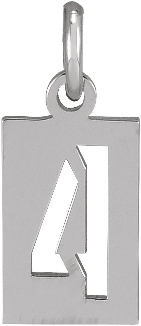 14K White Pierced Numeral 4 Dog Tag Pendant