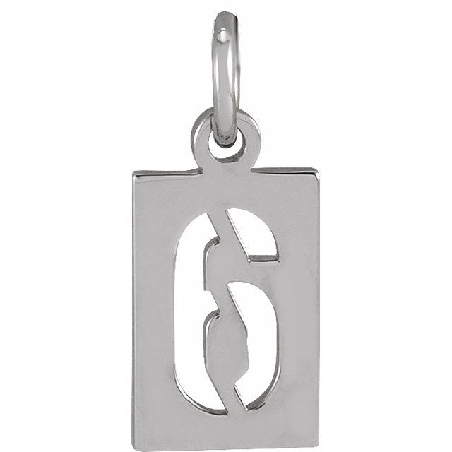 Sterling Silver 12.4x5.3 mm Pierced Numeral 6 Dog Tag Pendant