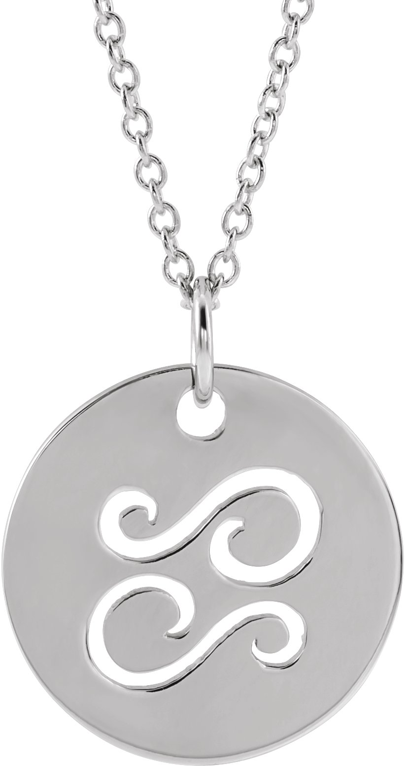 Sterling Silver Cancer Zodiac Disc 16-18" Necklace