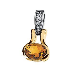 Genuine Citrine and Diamond Pendant Ref 1942451