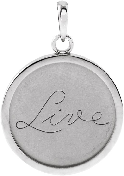 Sterling Silver Live Engraved 18 mm Disc Pendant