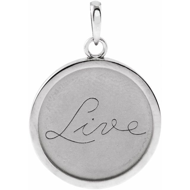 Sterling Silver Live Engraved 18 mm Disc Pendant