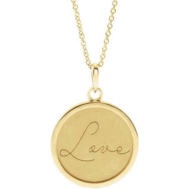 14K Yellow Love Engraved Disc 16-18