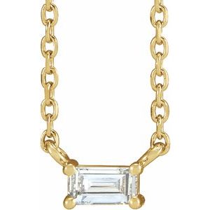 14K Yellow 1/8 CT Natural Diamond Solitaire 18" Necklace