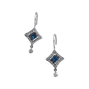 Chatham Created Blue Sapphire and Diamond Earrings 4mm .33 CTW Ref 669669