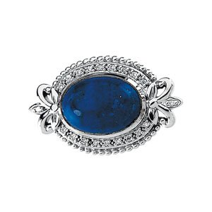 Genuine Lapis Cabochon and Diamond Brooch 14 x 10mm .1 CTW Ref 491936