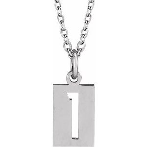14K White Pierced Numeral 1 Dog Tag 16-18" Necklace